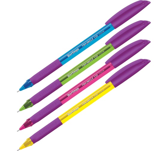 Шариковая ручка BERLINGO Triangle 110 Color синяя, 0.7 мм, грип, корпус ассорти CBp_07115