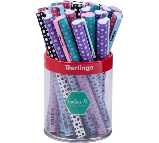 Шариковая ручка BERLINGO Funline XL Dots синяя, 0.7 мм, грип, рисунок на корпусе CBp_07373