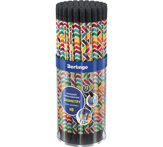 Чернографитный карандаш BERLINGO Geometry HB, круглый, ассорти BP00898