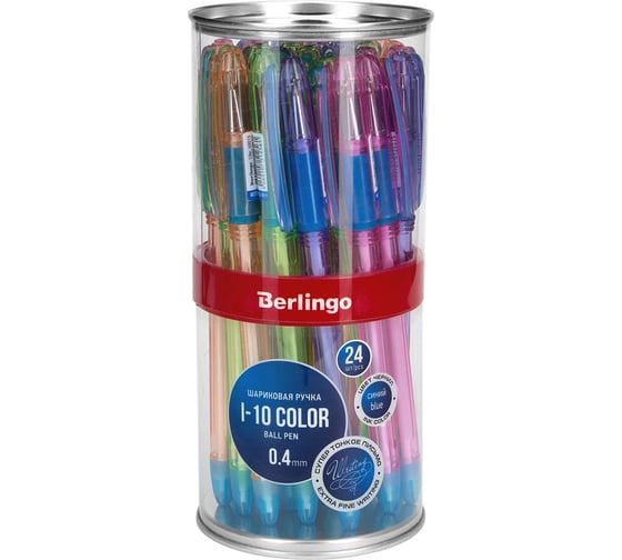 Шариковая ручка BERLINGO I-10 Color синяя, 0.4 мм, корпус ассорти CBp_40015
