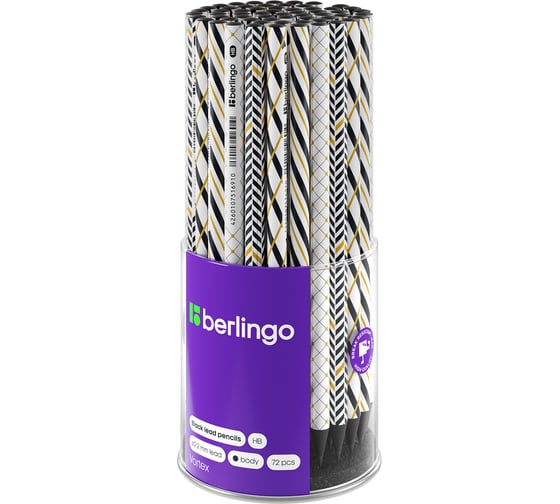 Чернографитный карандаш BERLINGO Vortex HB, круглый, черное дерево, заточенный BP01102