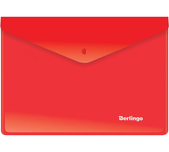 Папка-конверт BERLINGO на кнопке, A5+, 180 мкм, красная OBk_05003