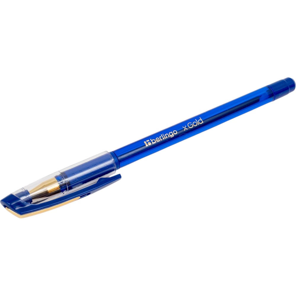 Шариковая ручка BERLINGO xGold синяя, 0.7 мм, игольчатый стержень, грип ...