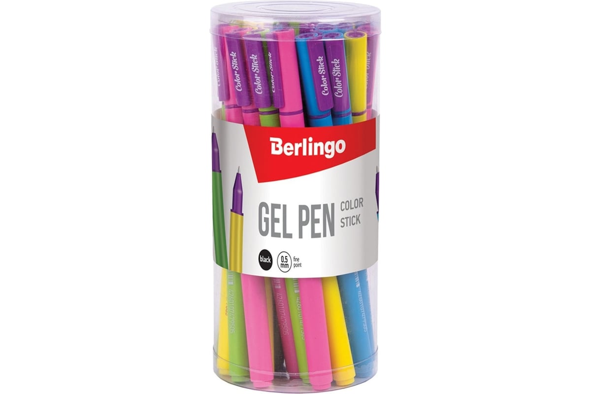 Гелевая ручка Berlingo Color Stick черная, 0.5 мм, корпус ассорти ...