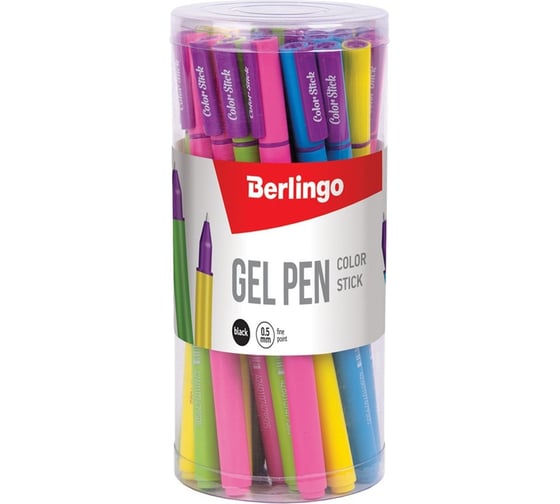 Гелевая ручка Berlingo Color Stick черная, 0.5 мм, корпус ассорти