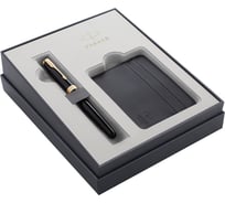 Набор Sonnet Black GT Parker ручка перьевая 1.0мм и визитница из экокожи, подарочная упаковка 2121991
