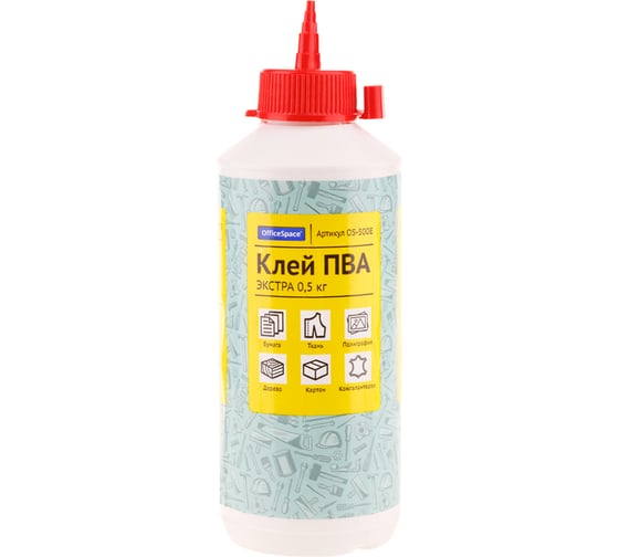 Клей ПВА экстра OfficeSpace с дозатором, 0.5 кг OS-500Е 1
