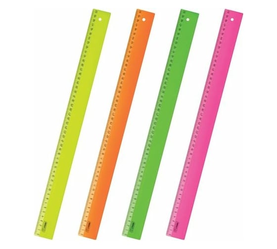 Линейка Стамм Neon 50 см, пластиковая, ассорти ЛН93