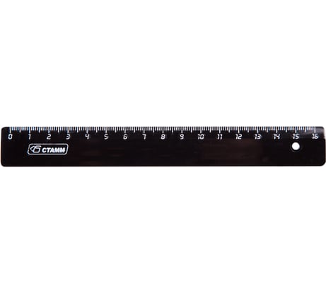 Линейка Стамм, 16 см, 20 шт. в упаковке, пластиковая, черная ЛН04