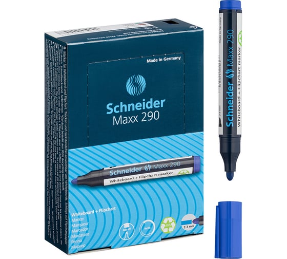 Маркер для белых досок и флипчартов Schneider Maxx 290 синий, пулевидный, 3 мм 129003