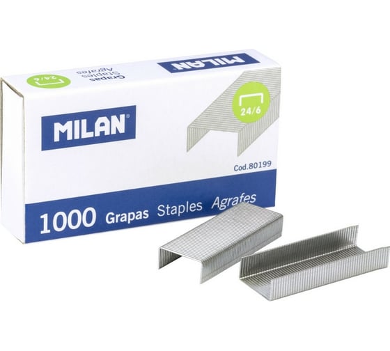 Никелированные скобы для степлера Milan N24/6 1000 шт в упаковке 80199 973093 1