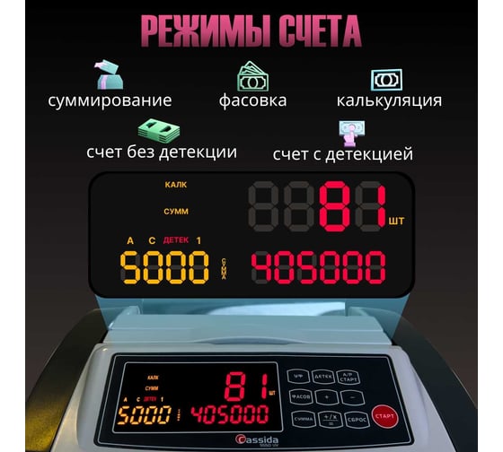 Счетчик банкнот Cassida 5550 UV 000023