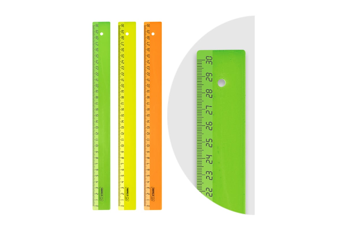 Линейка Стамм Neon 30 см, пластиковая, ассорти ЛН31 - выгодная цена ...
