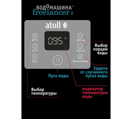 Настольный обратный осмос фильтр для воды термопот, водомашина Atoll Freelancer 2 Marengo c нагревом ATEFDR126