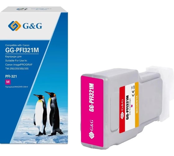 Картридж струйный G&G GG-PFI321M пурпурный 300 мл для Canon imagePROGRAF TM-250/255/350/355 2078036