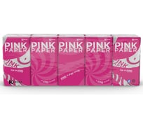 Бумажные платочки WORLD CART Pink Paper с рисунком, 4 слоя, 10 пачек, 9 листов, 21x21 см, WC TPP-HS-1164