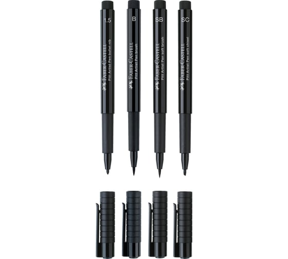 Набор капиллярных ручек Faber-Castell Pitt Artist Pen черные, 4 шт, 1.5 мм B/SB/C 167139