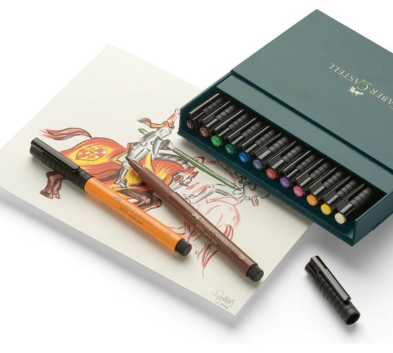 Набор капиллярных ручек Faber-Castell Pitt Artist Pen Brush ассорти, 12 шт, студийная коробка 167146