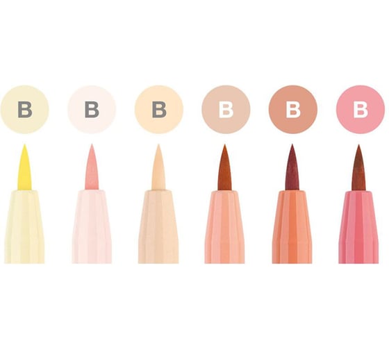 Набор капиллярных ручек Faber-Castell Pitt Artist Pen Brush Light Skin 6 цветов, 6 шт, пластиковая упаковка 167162