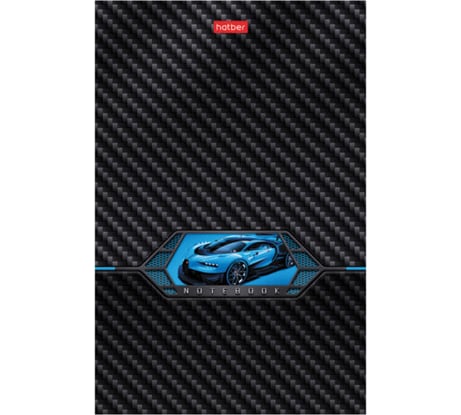 Бизнес-блокнот ОФИСМАГ А5 96 листов, на скобе, картон, клетка, глянцевая ламинация, HATBER, AutoCarbon 086107 117643