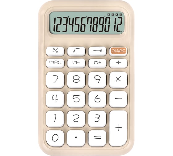 Калькулятор настольный BRAUBERG KW-500-BG 93x148 мм, 3D кнопки, 12 разрядов, бежевый 272955