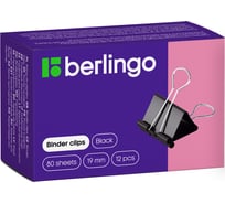 Зажимы для бумаг Berlingo 19 мм, 12 шт, черные, картонная коробка BC1219
