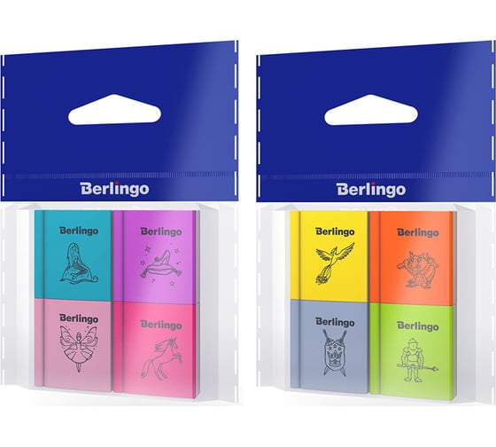 Ластик Berlingo Fairy Tales 4 шт, термопластичная резина, 28х25х7 мм BLc_00410_4