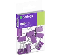 Зажимы для бумаг Berlingo 19 мм, 10 шт, ПВХ упаковка, фиолетовые BC1019a