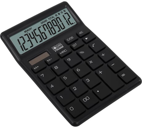 Калькулятор настольный BRAUBERG CH-12-BK 153x103 мм, 12 разрядов, двойное питание, черный, 272958