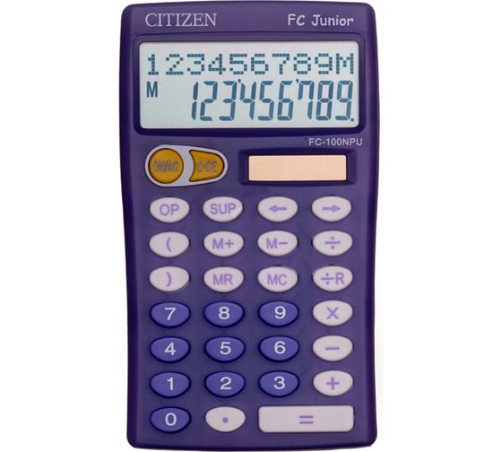 Настольный калькулятор Citizen 10 разрядов, двойное питание, 76х128х17 мм, сиреневый FC-100NPU
