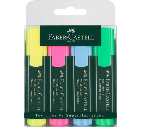 Набор текстовыделителей Faber-Castell 48 4 цвета, 1-5 мм, пластиковая упаковка 154804/15480400