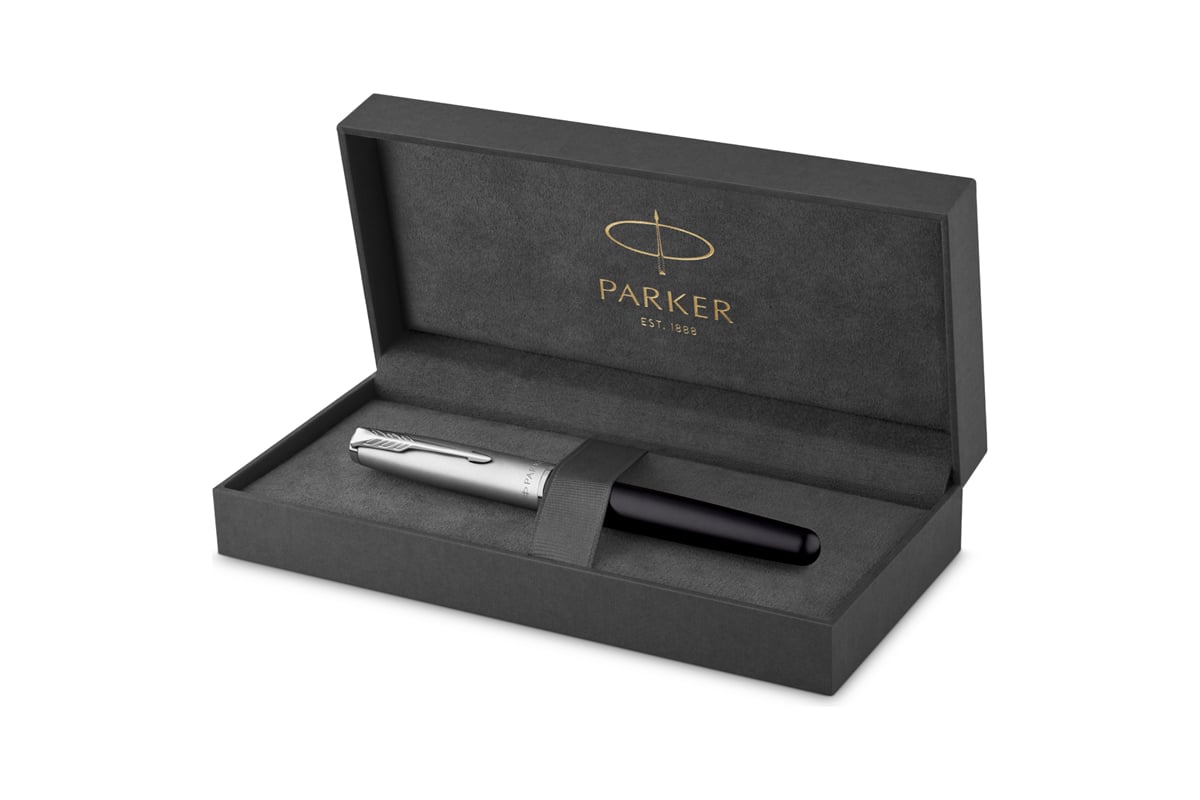 Перьевая ручка Parker Sonnet Sand Blasted Metal&Black Lacquer черная, 0,8  мм, подарочная упаковка 2146864