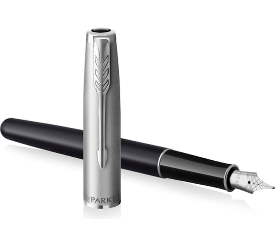 Перьевая ручка Parker Sonnet Sand Blasted Metal&Black Lacquer черная, 0,8 мм, подарочная упаковка 2146864