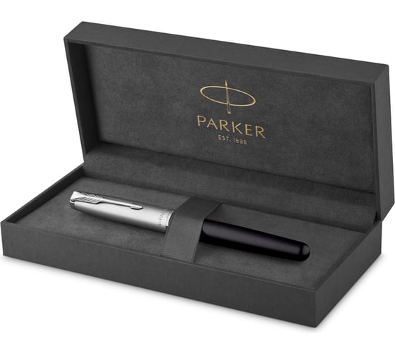 Перьевая ручка Parker Sonnet Sand Blasted Metal&Black Lacquer черная, 0,8 мм, подарочная упаковка 2146864