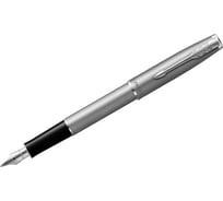 Перьевая ручка Parker Sonnet Sand Blasted Stainless Steel черная, 0.8 мм, подарочная упаковка 2146873