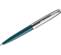Шариковая ручка Parker 51 Teal Blue CT черная, 1.0 мм, поворотная, подарочная упаковка 2123508