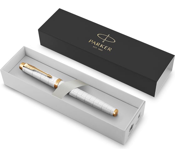 Ручка-роллер Parker IM Premium Pearl GT черная, 0.8 мм, подарочная упаковка 2143646
