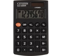 Карманный калькулятор Citizen 8 разрядов, двойное питание, 62х98х10 мм, черный SLD-200NR