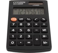 Карманный калькулятор Citizen 8 разрядов, двойное питание, 62х98х10 мм, черный SLD-200NR