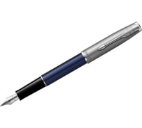 Перьевая ручка Parker Sonnet Sand Blasted Metal&Blue Lacquer черная, 0.8 мм, подарочная упаковка 2146747