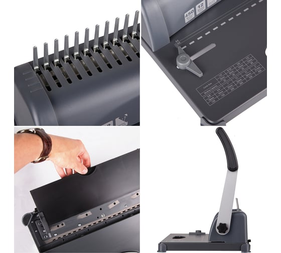 Брошюровщик для пластиковых пружин OfficeSpace BM124 Perfect bind пробивает 12 листов, сшивает 450 листов BM_26816