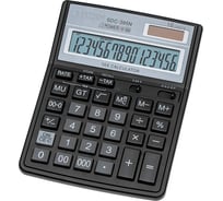 Настольный калькулятор Citizen 16 разрядов, двойное питание, 143х192х40 мм, черный SDC-395N