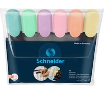 Набор текстовыделителей Schneider Job 6 цветов, пастельные ассорти, 1-5 мм, прозрачный чехол 115097