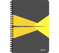 Бизнес-тетрадь Leitz Office Card А5, 90 листов, серый с желтым, съемная линейка, закладка, на спирали, 164х210 мм 617572
