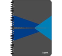 Бизнес-тетрадь Leitz Office Card А5, 90 листов, синяя с серым, съемная линейка, закладка, на спирали, 164х210 мм 617574