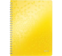 Бизнес-тетрадь Leitz Wow А4 80 листов желтая в клетку на спирали 240x307 мм 1118885