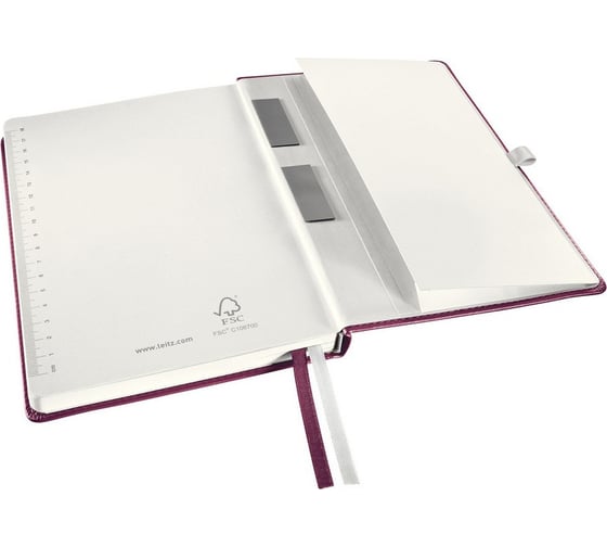 Бизнес-тетрадь Leitz Style А5, 80 листов, красный гранат, в клетку, на сшивке, 145x211 мм 490048