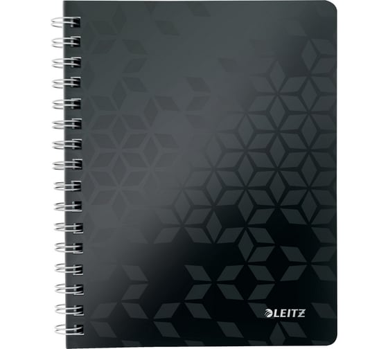 Бизнес-тетрадь Leitz Wow А5, 80 листов, черная, в клетку, на спирали, 181x215 мм 1118889 1