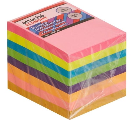 Стикеры Attache Economy 38x51 мм неоновые 8 цветов, 1 блок, 400 листов 1266195