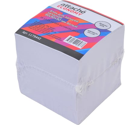 Блок для записей Attache 90x90x90 мм запасной белый, плотность 65 г/кв.м 1179442